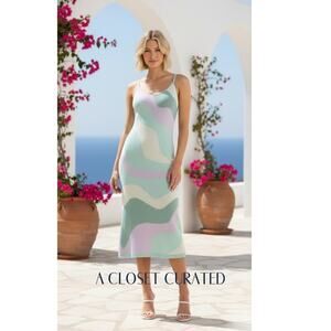 House of Sunny Good Vibrations Knit Midi Dress 6 Multi Excellent